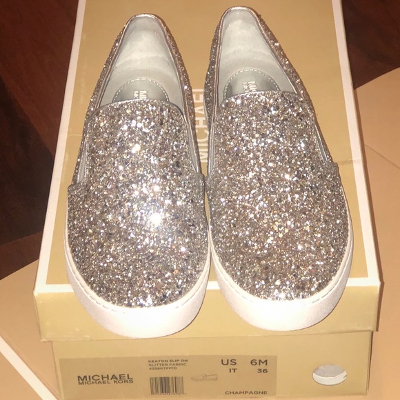 michael kors keaton glitter slip on